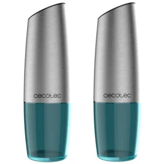 Cecotec InstantMill Gravity Duo Pack de 2 Molinillos Electricos de Especias - Cuerpo de Acero Inoxidable - Mecanismo Ajustable - Ventanas de Acrilico - Luz LED Incorporada - Resistente a Cor