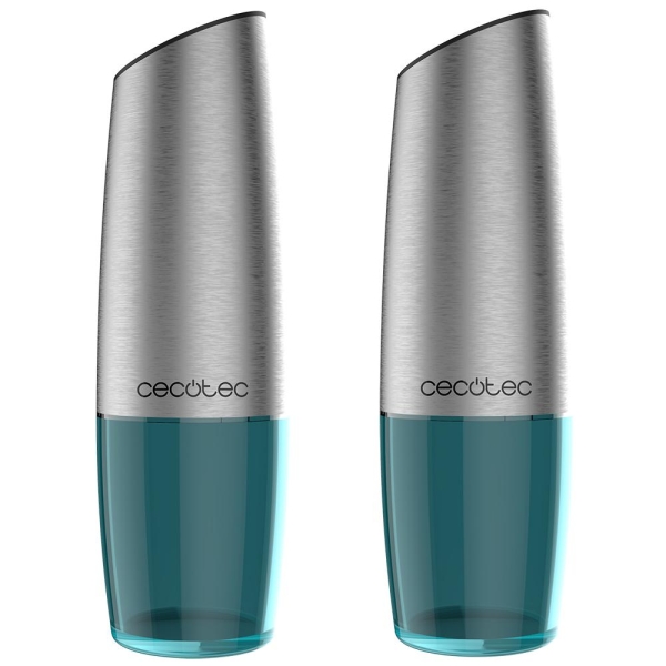 Cecotec InstantMill Gravity Duo Pack de 2 Molinillos Electricos de Especias - Cuerpo de Acero Inoxidable - Mecanismo Ajustable - Ventanas de Acrilico - Luz LED Incorporada - Resistente a Cor