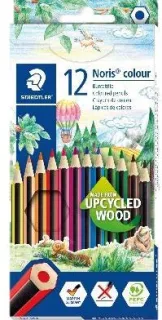 Staedtler Noris Colour 185 Pack de 12 Lapices Hexagonales de Colores - Fabricados en Wopex - Muy Resistentes - Madera de Fuentes Sostenibles - Colores Surtidos