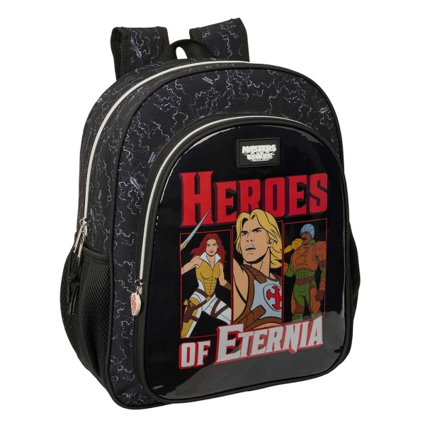 Safta Masters of the Universe Mochila - 15L - Adaptable a Carro - Bolsillo Frontal - Portabotellas - Cremallera con Doble Tirador - Asa de Mano - Espalda Acolchada - 32x38x12cm - Color Gris y Negro