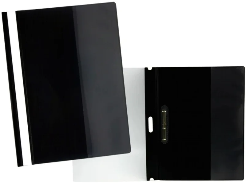 Yes Dossier con Fastener para 30 Hojas A4 - Portada Transparente, Trasera Negro - Fabricado en Polipropileno