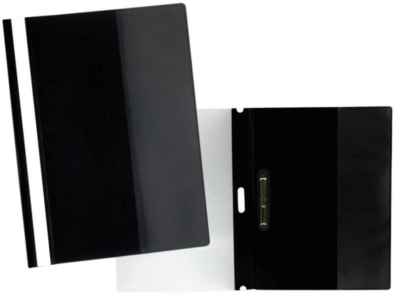 Yes Dossier con Fastener para 30 Hojas A4 - Portada Transparente, Trasera Negro - Fabricado en Polipropileno