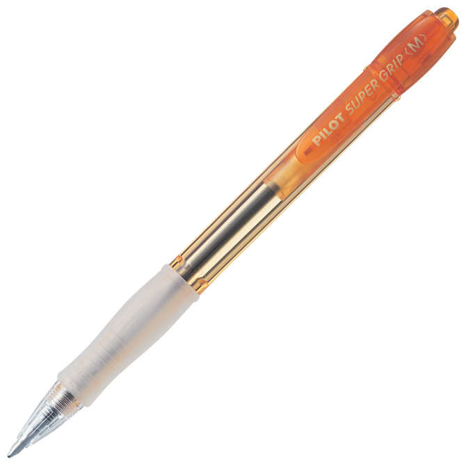 Pilot Boligrafo de Bola Retractil Super Grip Neon Colour - Recargable - Punta 1.0mm - Trazo 0.25mm - Tinta a Base de Aceite - Color Naranja · Pack de 12 uds.