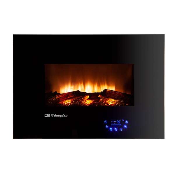 Orbegozo 8000 Chimenea Electrica Efecto Fuego Real - Potencia 1800W - Panel de Control Tactil - 5 Niveles de Intensidad de Llama - Programacion Semanal - Funcion de Seguridad - Mando a Dista