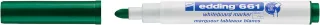 Edding 661 Rotulador para Pizarra Blanca - Punta Redonda - Trazo entre 1 y 2 mm. - Tinta Pigmentada - Borrable en Seco - Color Verde · Pack de 10 uds.