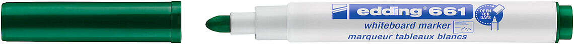 Edding 661 Rotulador para Pizarra Blanca - Punta Redonda - Trazo entre 1 y 2 mm. - Tinta Pigmentada - Borrable en Seco - Color Verde · Pack de 10 uds.