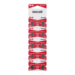 Maxell Pack de 10 Pilas Alcalinas de Boton LR44 1.5V