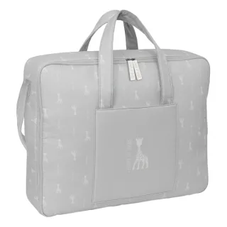Safta Sophie la Girafe Mum Maleta de Bebe de 28L - Cremallera Doble - Bolsillos Internos - Forrada y Acolchada - Bandolera Ajustable - Asas Superiores - 500x140x400mm - Color Gris Claro