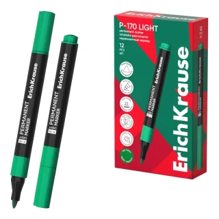 ErichKrause P-170 light Rotulador Permanente - Punta Conica - Trazo de 2.5mm - Resistente al Agua y a la Luz - Multisuperficie - Cuerpo Triangular - Color Verde · Pack de 12 uds.