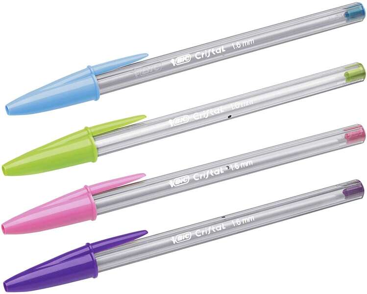 Bic Cristal Fun Boligrafo de Bola - Punta Redonda de 1.6mm - Trazo 0.42mm - Tinta con Base de Aceite - Colores Surtidos · Pack de 20 uds.