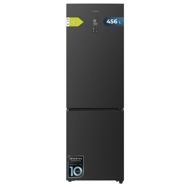 Cecotec Bolero CoolMarket Combi 456 Dark C Frigorifico Combi - Capacidad 456L - Compresor Inverter - Congelacion Ultrarapida - Silencioso - Frio Envolvente - Clase C - 201x59.5cm - Color Gri