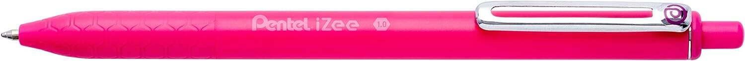 Pentel iZee Boligrafo de Bola Retractil - Punta 0.7mm - Trazo 0.35mm - Clip de Metal - Color Rosa · Pack de 12 uds.