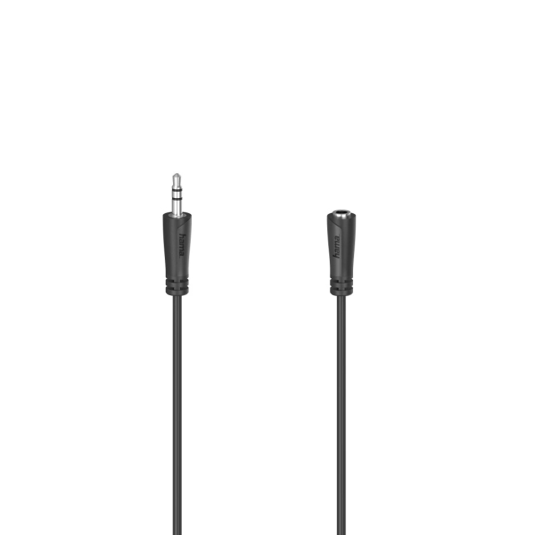 Hama Essential Cable de Extension de Audio - Longitud 3m- Estereo - Jack 3.5mm Macho - Jack 3.5mm Hembra - Color Negro