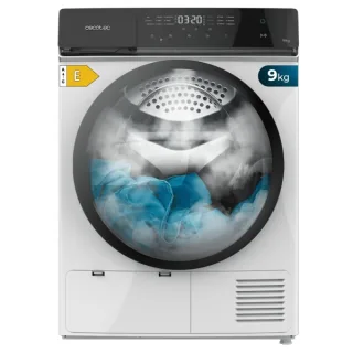 Cecotec Bolero DressCode Dry 9400 Secadora con Bomba de Calor de 9kg - 15 Programas - Tambor de Acero Inoxidable - Inicio Programable - Bloqueo de Seguridad - Color Blanco y Negro