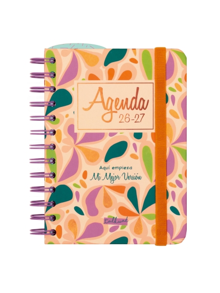 Finocam Talkual Agenda Escolar 26/27 - Semana Vista Horizontal - Formato 8º - 120x169mm - Tapa Dura - Papel de 100g/m2 - Espiral Metalica - Multicolor