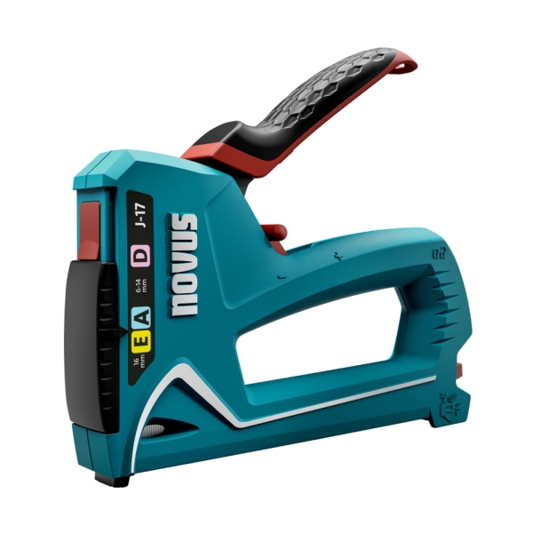 Novus J17 Clavadora/Grapadora - Para Grapas de 6 a 14mm y Clavos de hasta 16mm - Cambio de Grapa Mediante Mecanismo de Desplazamiento - Bloqueo del Mango - Indicador de Cantidad de Grapas Re