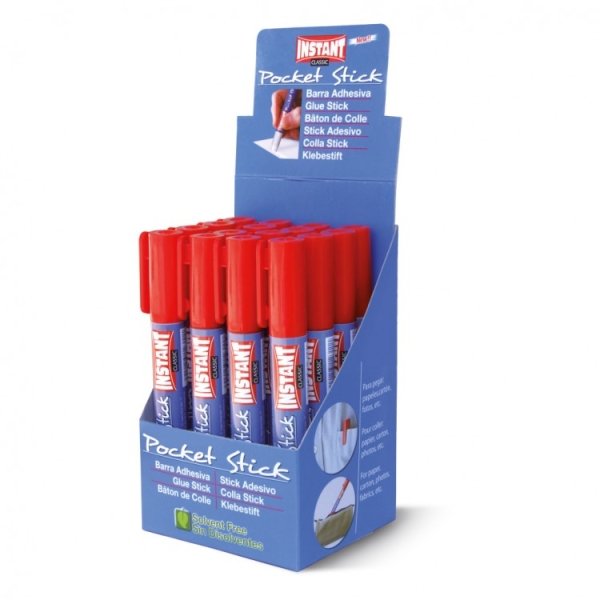 Instant Classic Pocket Barra de Pegamento 5grs - Formato Boligrafo con Clip - Lavable - Sin Disolventes · Pack de 16 uds.