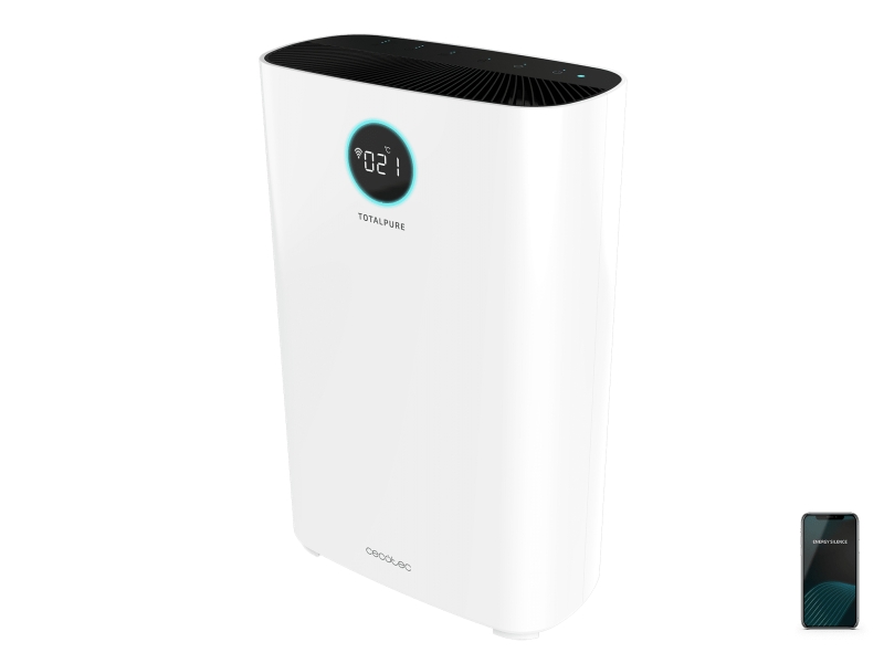 Cecotec TotalPure 7500 Connected Purificador de Aire - 60W - Control Wi-Fi y Tactil - Cobertura hasta 200m3 - Sensor de Calidad Del Aire - Silencioso 68dB - Modo Noche y Temporizador - Color
