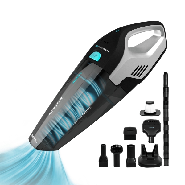 Cecotec Conga Popstar Micro Animal Aspiradora de Mano - 110W - Autonomia hasta 20min - Succion 7.5kPa - Deposito de 500ml - Incluye Accesorios - Ergonomico - Ideal para Mascotas - Color Negr