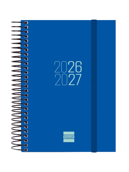 Finocam Espir Agenda Escolar 26/27 - 1 Dia por Pagina - Formato E8 - 120x171mm - Tapas de Polipropileno - Papel de 70g/m2 - Espiral Metalica - Esquinas Microperforadas - Color Azul