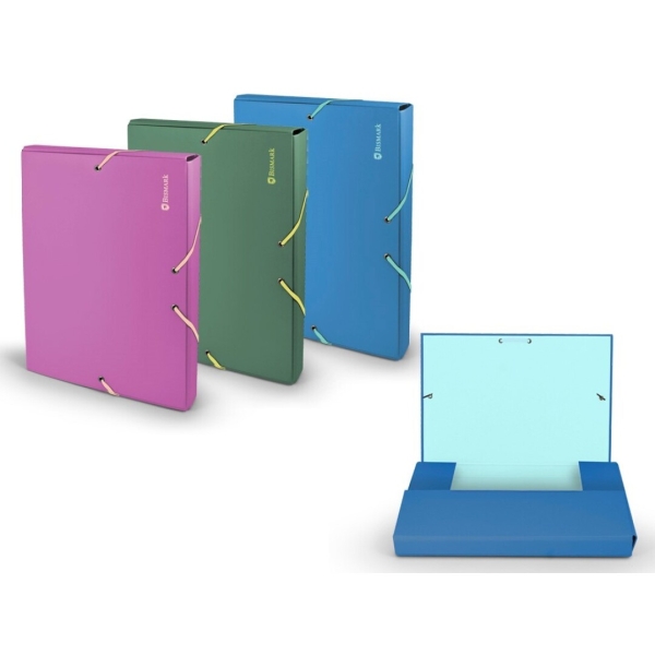 Bismark Carpeta para Proyectos A4 - Medidas 240x320x30mm - Fabricada en Polipropileno - Cierre con Gomas - Colores Surtidos · Pack de 6 uds.