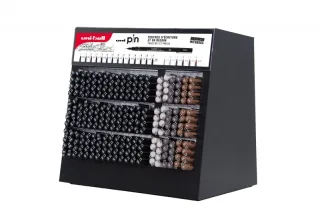 Uni-ball Uni Pin Expositor de 240 Rotuladores Calibrados - Punta Poliacetal - Tinta Pigmentada Resistente al Agua y Luz - Ideal para Dibujo Profesional y Escritura - Colores y Grosores Surti