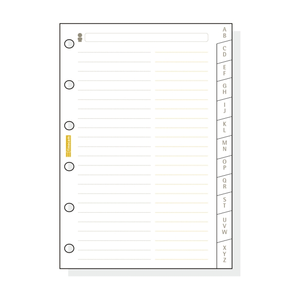 Finocam C275 Indice Alfabetico para Agendas Classic - 12 Solapas - Formato 602 - 73x114x3mm - Cartulina - Color Blanco
