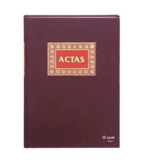 Dohe Libro Actas 50 Hojas Numeradas Papel Offset de 100gr - Tamaño Folio Natural - Encuadernacion en Tela de Primera Calidad con Estampacion en Rojo y Oro - Impreso a 2 Colores - Color Burde