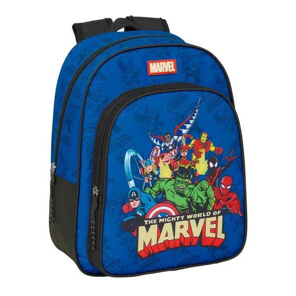 Safta Avengers Mochila Infantil - Adaptable a Carro - Portabotellas - Hombreras Acolchadas - Bolsillo Frontal - Asa de Mano Superior - 9L - 270x100x330mm - Color Azul Oscuro