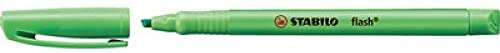 Stabilo Flash Marcador Fluorescente - Tamaño Bolsillo - Trazo de 1 y 3.5mm - Tinta con Base de Agua - Color Verde · Pack de 10 uds.