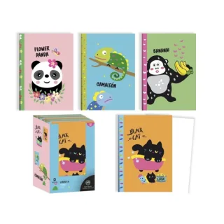Bismark Animals Libreta Grapada A5 32 Hojas Lisas - Portada con Diseños de Animales - Tacto Soft - 4 Diseños Diferentes · Pack de 24 uds.