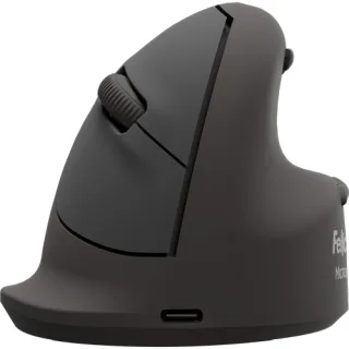 Fellowes Breyta Plus Raton Inalambrico Ergonomico Vertical 2400ppp - Tamaño Grande - Bluetooth®, Dongle USB y Conexion por Cable - Certificado por FIRA - Uso Diestro - Color Negro