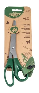 Faibo Tijeras de Oficina 21cm - Acero Inoxidable - Empuñadura Ergonomica - Punta Roma - Color Verde Oscuro
