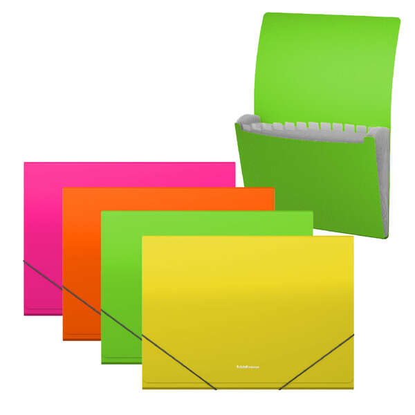 Erichkrause Clasificadores Matt Neon - 12 Fundas - Tamaño A4 - Color Surtidos · Pack de 4 uds.