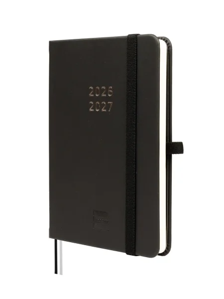 Finocam Minimal Agenda de Tapa Dura Internacional - 18 Meses - Semana Vista Horizontal - Formato M3 - 100x150mm - Papel Crema de 80g/m2 - Bolsillo Interior - Cierre con Goma - Color Negro
