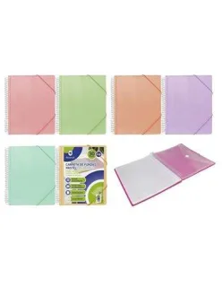 Bismark Carpeta Espiral 30 Fundas Transparentes - Polipropileno - Tamaño A4 - Espiral Plastica Indeformable - Apertura 360 Grados - Gomas de Cierre - Colores Pastel · Pack de 12 uds.