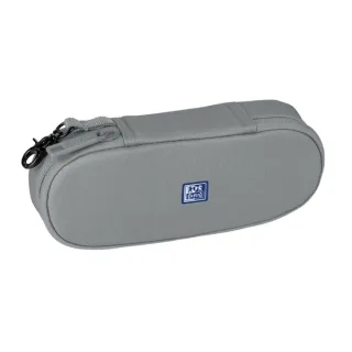 Oxford Kangoo B-Hook Estuche Cofre con Gancho - Bolsillo Interior con Malla - Goma Elastica para Cuadernos - Semirrigido - Color Gris