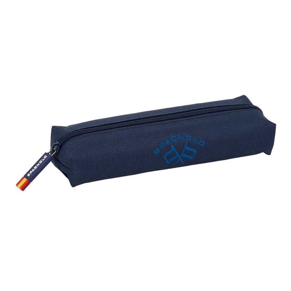 Safta Spagnolo Portatodo Rectangular - Goma Elastica Trasera - Cremallera - 22x4x7cm - Color Azul Noche