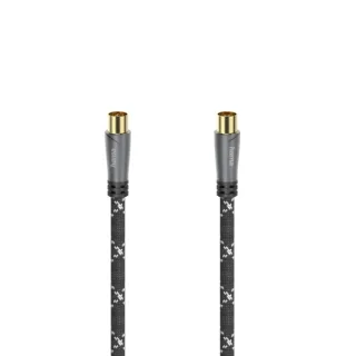 Hama Prime Cable Coaxial de Antena Macho/Hembra - Longitud 3m- Terminales Chapados en Oro - Apantallamiento 120dB - Impedancia 75Ohm - Color Negro y Gris