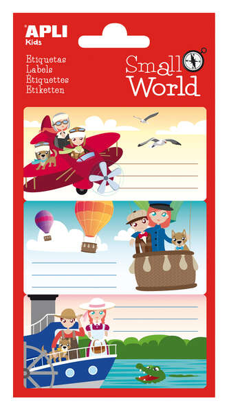 Apli Etiquetas Adhesivas Escolares Aviacion - Tamaño 83x43mm - 9 Etiquetas por Bolsa - Adhesivo Permanente de Alta Calidad - Diseño Aviacion - Color Blanco · Pack de 10 uds.