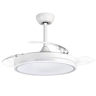 Muvip Ventilador de Techo de 106cm - 30W - 4 Aspas Retractiles - Luz LED Integrada - Temporizador - 6 Velocidades - Color Blanco