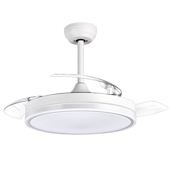 Muvip Ventilador de Techo de 106cm - 30W - 4 Aspas Retractiles - Luz LED Integrada - Temporizador - 6 Velocidades - Color Blanco