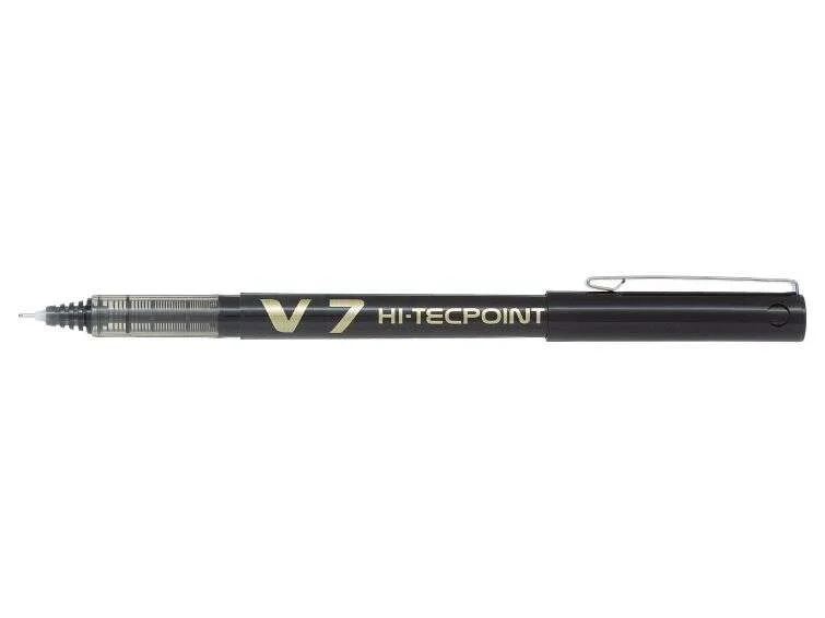 Pilot Boligrafo de tinta liquida V7 HI-Tecpoint Rollerball - Punta fina de aguja 0.7mm - Trazo 0.5mm - Color Negro · Pack de 12 uds.