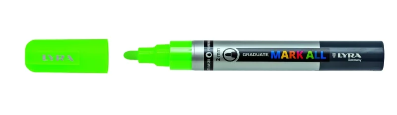 Lyra Mark All Rotulador Permanente - Multisuperficie - Punta Redonda - 2mm - Color Verde Neon · Pack de 6 uds.