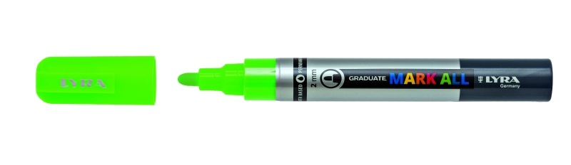 Lyra Mark All Rotulador Permanente - Multisuperficie - Punta Redonda - 2mm - Color Verde Neon · Pack de 6 uds.