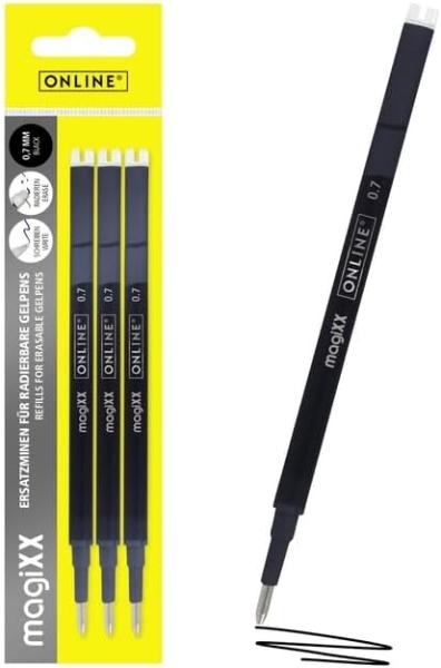 Online MagiXX Pack de 3 Recambios de Tinta Gel Borrable - Trazo de 0.7mm - Color Negro