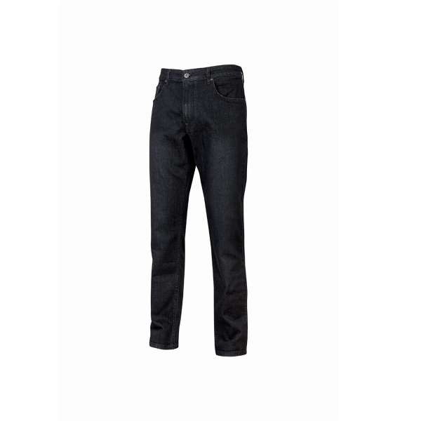 Upower Romeo Vaqueros de Trabajo - Talla 28 - Tejido Elastico, Multibolsillos, Ajuste Slim Fit, Proteccion DPI1 - Color Negro Carbon