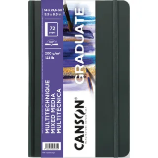 Canson Graduate Mix Media Cuaderno - 36 Hojas de 14x21.6cm - 200g - Grano Fino - Color Blanco