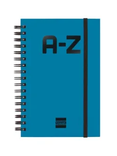 Finocam A-Z Indice Alfabetico - Formato 8º - 100x150mm - Tapas de Carton Forrado - Papel de 80g/m2 - Cierre con Goma Elastica - Espiral Doble Metalica - Color Azul