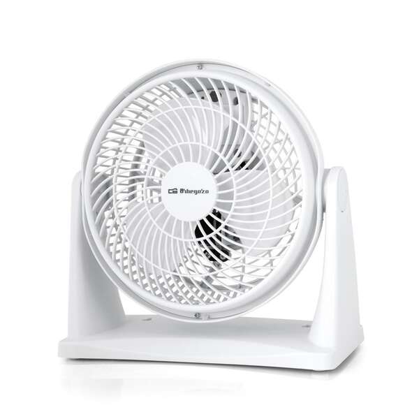 Orbegozo BF 0128 Ventilador Box Fan - Refresca tu Espacio con Comodidad y Versatilidad - 2 en 1 de Mesa y Pared - Aspas de 23cm - Potencia 30 W - Cabezal Orientable - Asa de Transporte - 2 V